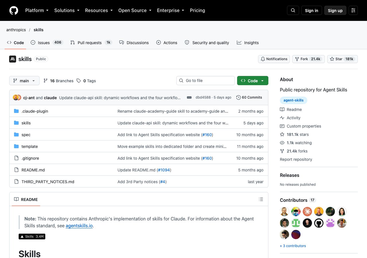 Anthropic skills GitHub repository README with the demonstration and educational purposes disclaimer
